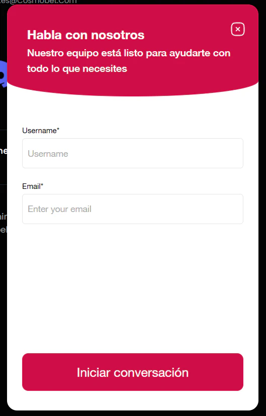 Cosmobet Casino atención al cliente por chat en vivo